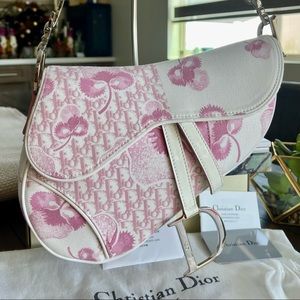 Christian Dior Pink/White Flower Saddle Bag (Rare & Vintage)